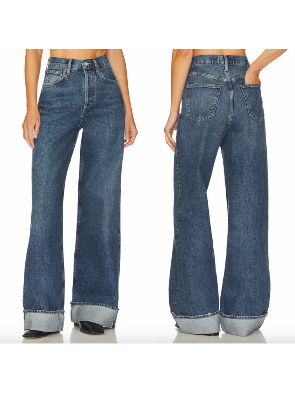 AGOLDE | NWOT Dame High Rise Wide Leg Cuffed Jeans in Control Medium Blue 25